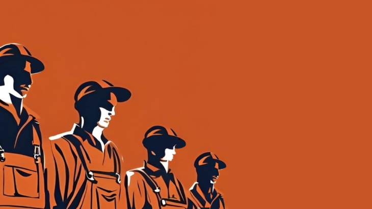 Banner image for RUR depicting line of similar faceless workers