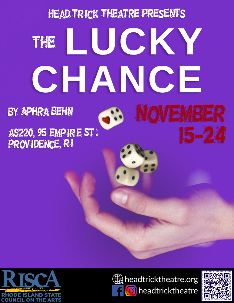 The Lucky Chance poster, a hand tossing a handful of dice with a heart